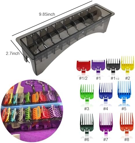 Clipper Guard Holder Organizer,Clipper Comb Holder Case,Grid Base Box For Universal Hair Clippers Limit Comb,Storage for Clipper Guards,Fit Well and Easy to Store Away When Done Using (Grey, L)
