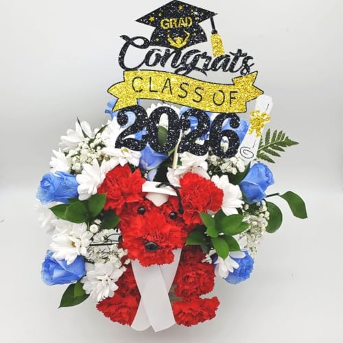 Class of 2026 Cake Topper Gold Glitter Congrats Grad Cake Topper You Did It Cake Decor for 2026 Senior High School/College/University Happy 2026 Graduation Party Supplies Decorations