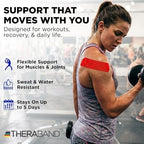 THERABAND Kinesiology Tape, Red/Black, 1 Roll, with XactStretch Indicators, Long-Lasting Athletic Tape for Shoulder, Back & Knee, Latex-Free & Water Resistant for Men and Women, Pre-Cut