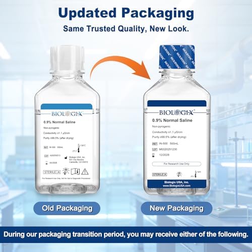 0.9% Normal Saline Solution, 0.1μm Filtration Sterilized Sodium Chloride Solution, Ready-to-Use Buffer for Lab Research Only, 500ml/Bottle (500ml Total)