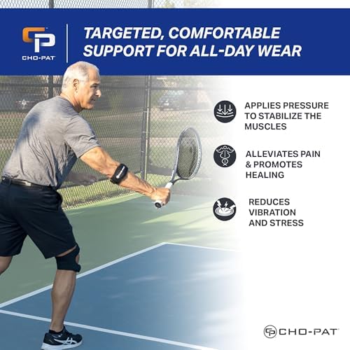 Cho-Pat Tennis Elbow Strap, Adjustable Forearm Support for Tennis Elbow, Overuse Syndromes, Muscle Strains, and Tendonitis, OSFM