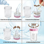 Contact Lens Case Kit with Cleaner Washer, Contact Lenses Applicator Removal Tool Kit with Mirror Solution Bottle for Daily and Outdoor Use(Pink)