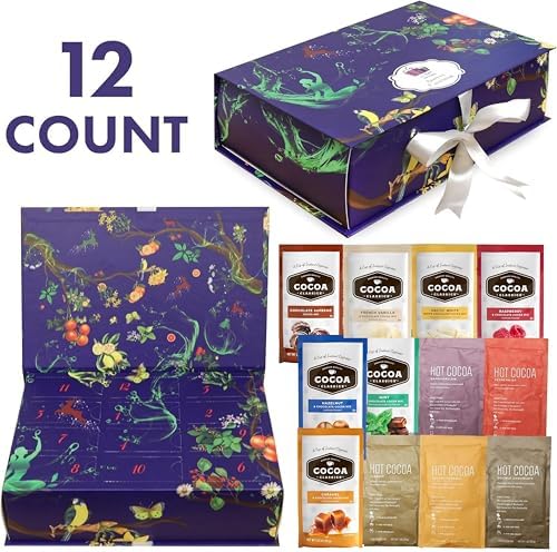 Assorted Hot Cocoa Advent Calendar Premium Box (12 Days Christmas Countdown), Christmas Gift Idea for Men, Women, Friends, Family, Coworkers