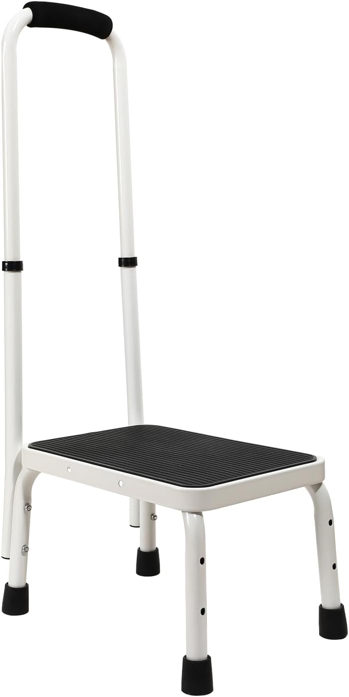 Sattiyrch Step Stool with Handle for Ederly,Sturdy and Lightweight Stool with Anti-Skid Platform,Easy Assmbly,Safely Supports up to 350 Pounds with 9.5 Inch