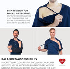 Uni-Sex Shoulder Surgery Recovery and Rehab Shirt with Discreet Shoulder Snaps