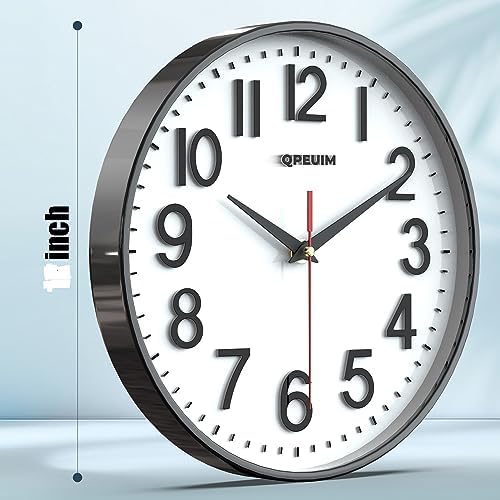 Wall Clock Wall Clocks Silent Non-Ticking Battery Operated Large Easy to Read with Stereoscopic Dial Ultra-Quiet Movement Quartz for Office Classroom School Home Kitchen
