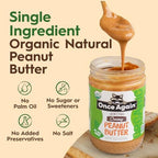 Once Again Organic Creamy Peanut Butter No Sugar Added - Single Ingredient, Unsalted, Natural Peanut Butter No Palm Oil - Glass Jar, Non-GMO, Gluten Free - Smooth and Unsweetened - 1 Jar (16 oz)