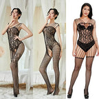Ladies Sexy Lingerie Bodysuit, Black Lace Pantyhose, Fishnet See-Through Stockings for Women 3 Pairs