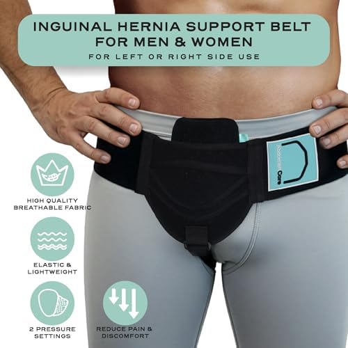 Abdomencare Inguinal Hernia Support Belt for Men & Women with 2 Compression Pads - Hernia Belt for Men Inguinal - For Left or Right Side Inguinal Hernias - Hernia Belts for Men Truss Support - L/XL