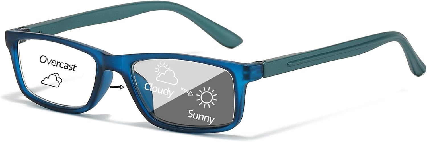 VIEWBETTER Photochromic Reading Glasses Sunglasses for Women Men - Lightweight & UV400 Protection & Spring Hinge RG2321