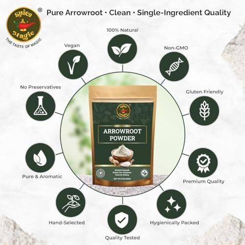 Spice Magic Arrowroot Powder 8 oz (226 g) | Premium Gluten-Free Thickener | Ideal for Sauces, Gravies, Baking & Soups | Cornstarch Substitute