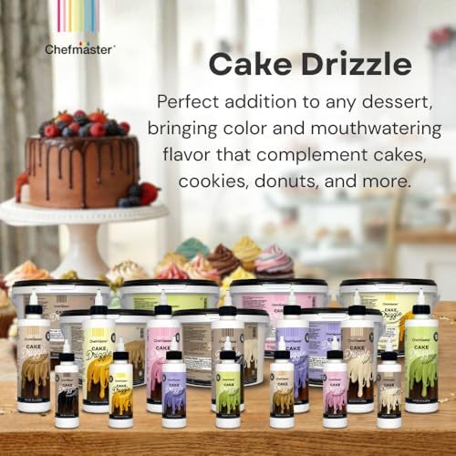 Strawberry-Flavored Cake Drizzle by Chefmaster, Edible Cake Drip Frosting for Decorating, Drip for Cakes, Cupcakes, Cookies, Donuts, 5 oz