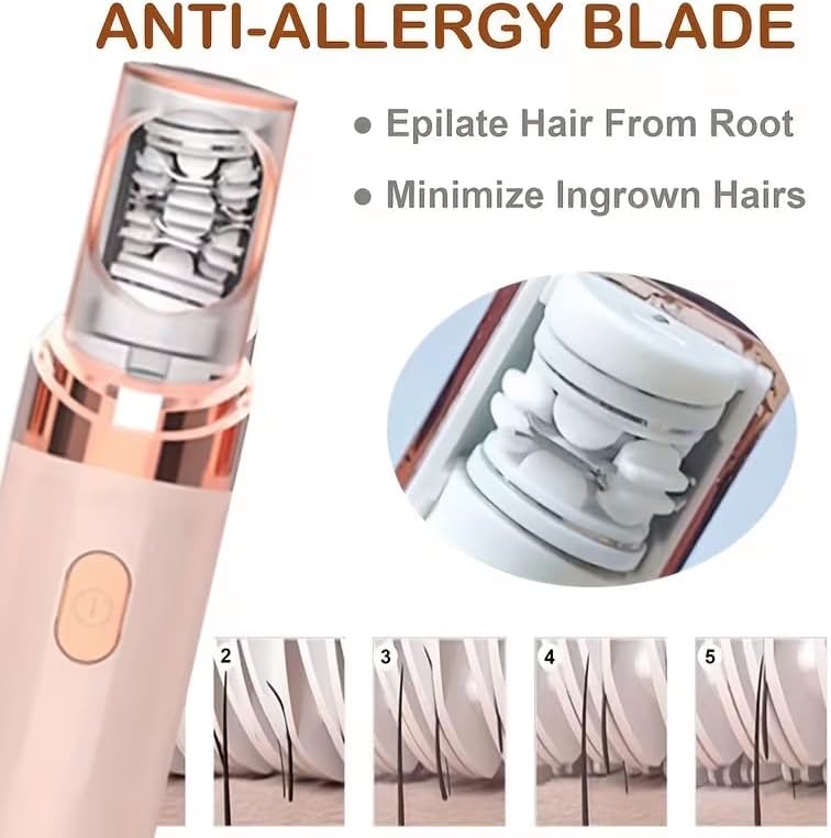 Epilator for Women, 2-in-1 Facial Hair Removal for Women, Portable Designed, Rechargeable, Built-in LED Light for Precision, Painless Hair Remover & Shaver for Face, Lips, Chin, Eyebrows (Peach)