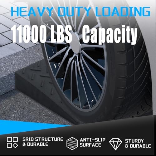 Heavy Duty Rubber Curb Ramps, 2'' Rise, 2 Pack, 11000 LBS Capacity, Threshold Ramp,for Driveway, Loading Dock, Bike, Vehicle, Warehouse, Sidewalk, Wheelchair
