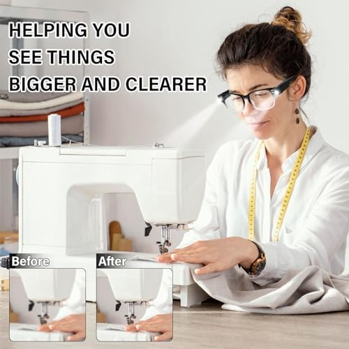 Magnifying Glasses with Light Reading Glasses Bright LED Readers with Lights Built in Glasses with Lights and Magnifier for Men Women Eyeglasses Lighted Magnifier Nighttime LED Reading Glasses+150