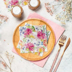Spring Summer Flowers Paper Napkins Luncheon Size Decoupage Disposable 20-Count -13" x 13" (Unfolded) (Orchid with Peony)