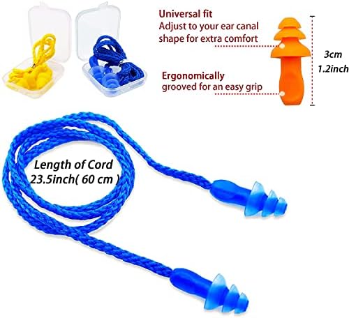 Ear Plugs for Sleeping Noise Canceling, 16 Pairs Reusable Ear Plugs Soft Silicone Earplugs Noise Reduction with Nylon Cord Hearing Protection for Shooting,Snoring,Travel, Work, Studying, Loud Noise