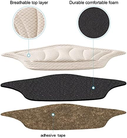Back of Heel Cushion Pads, Adhesive Heel Grips Inserts for Women Men, Reusable Heel Guards Liners for Loose Shoes, Too Big Boots, Improve Shoe Fit, 2pcs-Black+4pcs-Beige