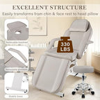 Facial Tattoo Chair, Esthetician Lash Bed Multi-use Tattoo Massage Table for Artist with Hydraulic Stool, 3-Section Beauty Barber Spa Equipment w/Removable Armrests & Headrest, Gray
