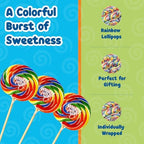 Whirly Pop Rainbow Swirl Lollipops - 1.5oz (Pack of 2) - 3" Individually Wrapped Lollipop Candy - Rainbow Mix Fruit Flavoured Hard Candy - Ideal Snack for Party Favors, Cake Topper & Goodie Bags