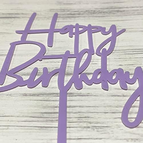 JIEEIN Happy Birthday Cake Topper - Purple Plastic - Party Event Decorations