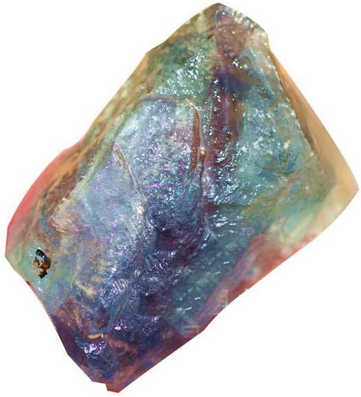 ZAPOOS Fluorite Stone, Rainbow Fluorite Rough Crystal, Natural Crystals, Healing Crystal Stone, Mineral Specimen Gemstone, Reiki Crystal for Cabbing, Tumbling, Polishing 1Pcs