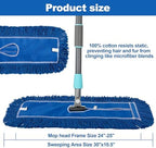 iDeaology 4 Pack - 24-Inch Washable Dust Mop Heads – Full Cloth, Extra Durable, Easy Button - No Clinging to Hair or Fur, Easy to Use Replacement for Commercial and Home Cleaning