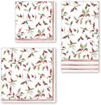 IHR Ideal Home Range Cocktail Napkins Disposable 3-Ply Paper Party Napkin Pack, 5" x 5", Christmas Ilex Berries, 20-Count