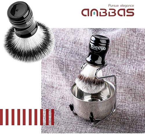 Anbbas Synthetic Badger Shaving Brush,3in1 Kit with Stainless Steel Shaving Stand and Bowl for Men Wet Close Shave