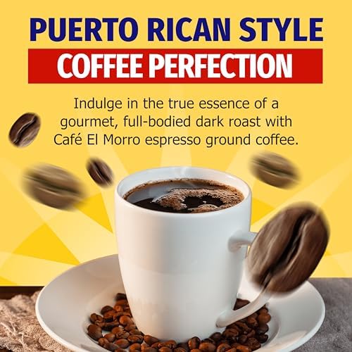 Café El Morro Dark Roast Espresso Ground Coffee Authentic Dark Roast Style Bold Espresso Powder Premium Gourmet Coffee Experience in a Rich, Full-Bodied 10 oz Can for Daily Brewing
