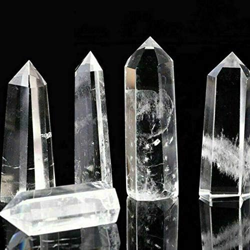 Acxico 1Pcs Clear Quartz Crystal Point Wand Specimen Reiki Healing Stone 60-70mm