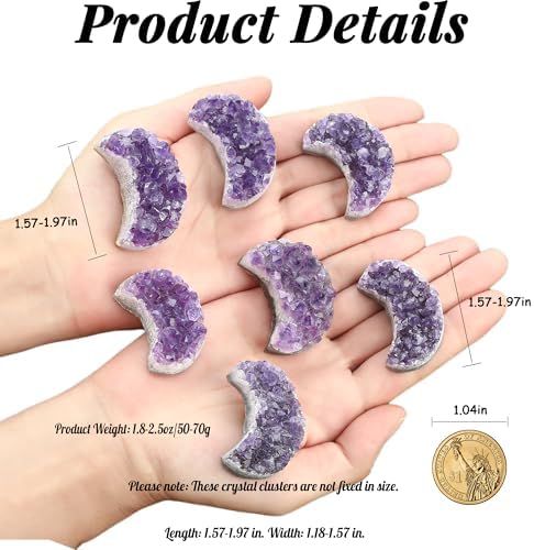 ZHIYUXI Moon Gifts Crystal Cluster Gemstones Amethyst Healing Crystals Moon Gifts for Women Gem Stone Rock Geode Protection Crystals Raw Stone Decor Energy Balance Reiki Home Decor