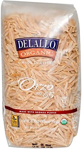 DeLallo, Orzo No. 65, 100% Organic Whole Wheat Pasta, 16 oz (454 g)(Pack of 1)
