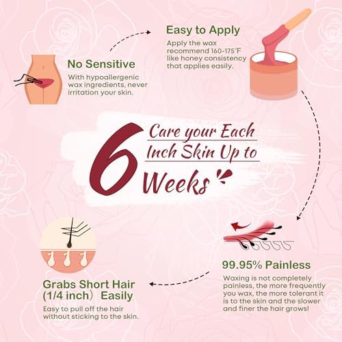 Ajoura Wax Beads for Hair Removal, 1lb Pink Rose Hard Wax for Coarse Hair, Perfect for Brazilian, Bikini, Eyebrow, Legs, Facial, and Full Body Waxing, At-Home Wax Refill for Women and Men