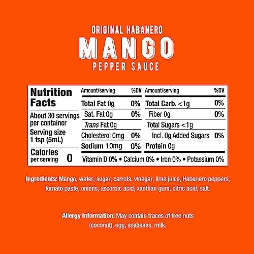 Melinda’s Mango Habanero Hot Sauce - Sweet & Mild Mango Habanero Sauce Made with Real Mango, Fresh Peppers, Vinegar, Carrot & Lime - 10oz Squeeze, 1 Pack