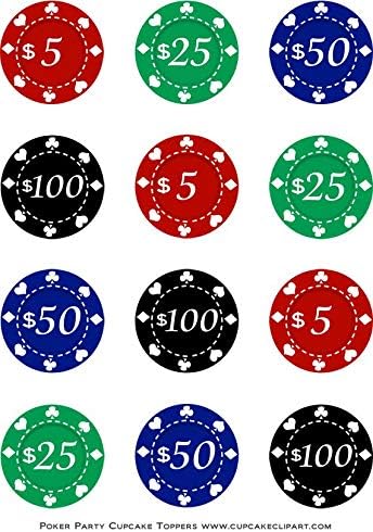 Edible Casino Chips Cake Decorations - Casino cupcake toppers, Las Vegas Birthday, Casino party, Poker cake (24 chips 1.5 inch)