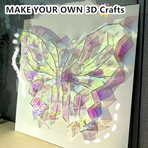100pcs Mini Holographic Acrylic Blocks 1/8" Thick, Rainbow Acrylic Sheet Plexiglass Sheets 3/4" x 3/4" for DIY Crafts, Art Deco, Light & Shadow Artwork