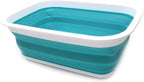 SAMMART 9.2L (2.37Gallon) Collapsible Tub - Portable Outdoor Picnic Basket/Crater - Foldable Shopping Bag - Space Saving Storage Container (M, Bright Blue)