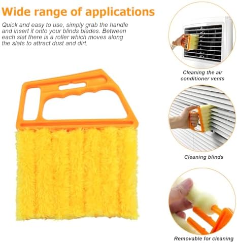 Car Window Venetian Blind Cleaner Duster Tool, 4PCS 7 Finger Vehicle Shutter Dusting Cleaning Brush, Handheld Automotive Duster Bristle Accessories for Air Conditioner Wood Blinds