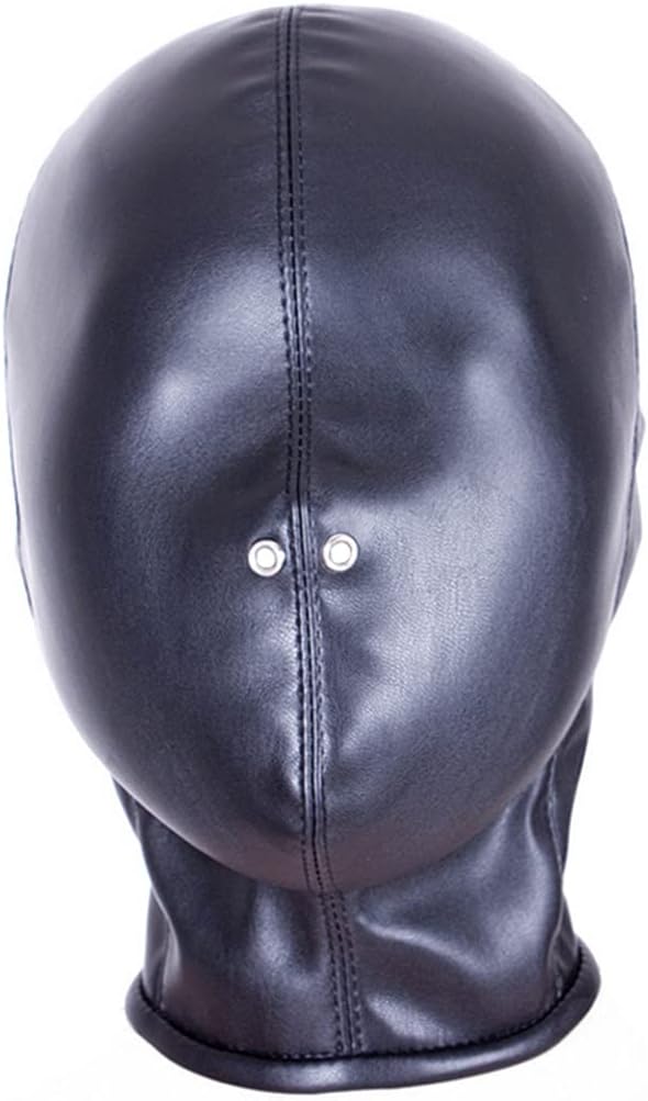 Generic Upgrade Your Cosplay Game with Black Soft PU Leather Full Cover Head Hood Masks - Get Ready to Turn Heads