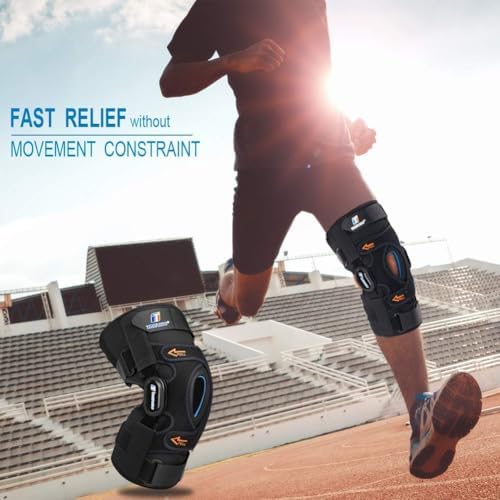 T TIMTAKBO Hinged Knee Brace for Knee Pain Relieve,GEL Patella Support with Removable Dual Side Stabilizers,Knee Support for Meniscus Tear,Relieves ACL,MCL,PCL,Arthritis, Knee Brace for Men/Women
