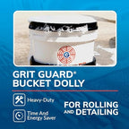 GRIT GUARD Bucket Dolly with Wheels - Rolling Detailing Wash Bucket with 5 Wheels and 2 Locking Casters Compatible with 2.5, 4, 5 and 6 Gallon Buckets (Black, 2" Red Casters)