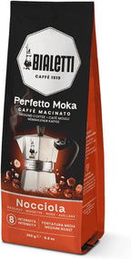Bialetti - Perfetto Moka Nocciola: Medium Roasting Ground Coffee, Hazelnut Aroma, 8.8 Oz - 250g, Bag with Flavour-Saving Valve