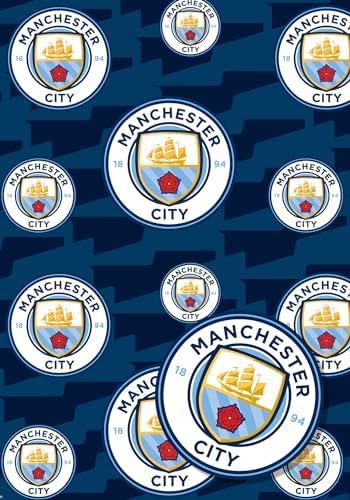 Manchester City FC Wrapping Paper 2 sheets 2 tags, Manchester City Football Gift Wrap