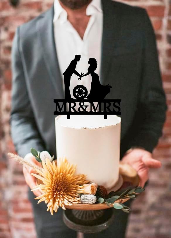Repairman Wedding Cake Topper Car Repairman Couple Cake Topper Wrench Tools Mr&Mrs Wedding Cake Topper