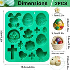 Easter Silicone Chocolate Molds 2-Pack, 30 Cavity Bunny Egg Flower Basket Baking Molds for Candy Cake Pop Rabbit Jello Cookie Ice Cube Resin Soap Candle Mould for Easter St Patrick's Day Spring Treats