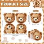 50 PCS Bear Shaped Napkins We Can Bearly Wait Baby Shower Decorations Brown Bear Party Supplies Disposable Paper Napkins for Boys Girls Kids Birthday Baby Shower Party Decorations Favors