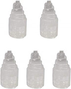 CircuitOffice 5 Piece Selenite Skyscraper Tower Points 2.4" Tall, for Wicca, Reiki, Healing, Metaphysical, Chakra, Positive Energy, Lucky Feng Shui, Meditation, Protection, Powers, Decoration Or Gift