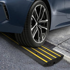 48" Heavy Duty Rubber Curb Ramps (2 Pack) – Low Profile Driveway Ramp with Water Drainage Channel for Cars, SUVs, Trucks – Garage, Sidewalk & Driveway Transition Solution – Black