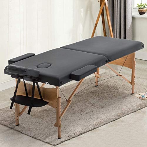 Adjustable Portable Massage Table 73 Inches Long 28 Inches Wide Folding Massage Table Portable Massage Table with Carrying case (Black)